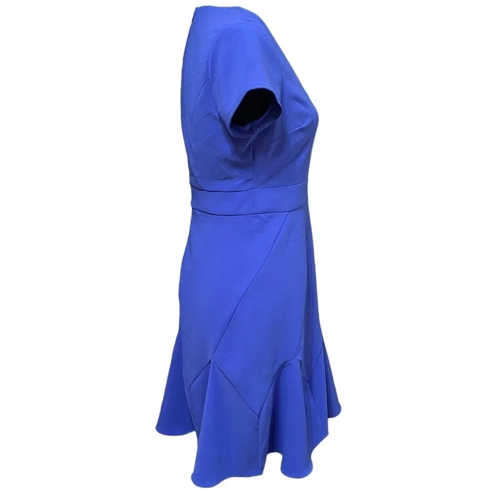 Bar III Cobalt Blue Fit & Flare V-Neck Dress NWT Size 2 Y2K 90s Style - Picture 2 of 7